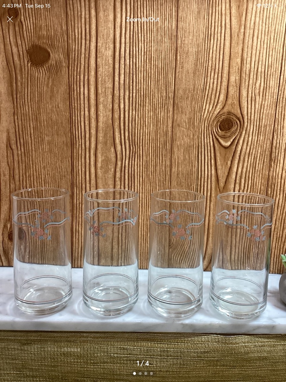 Corelle English Breakfast Floral Accent Drinking Glasses - Set of 4 16oz